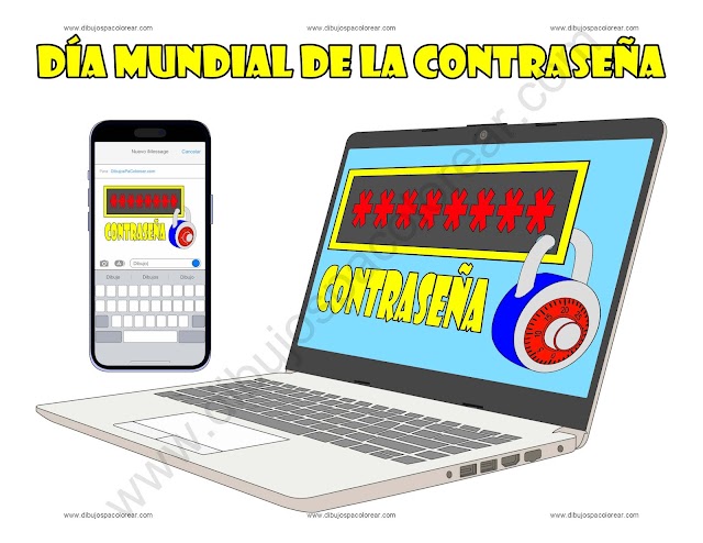 Día Mundial de la Contraseña dibujo a color y para colorear